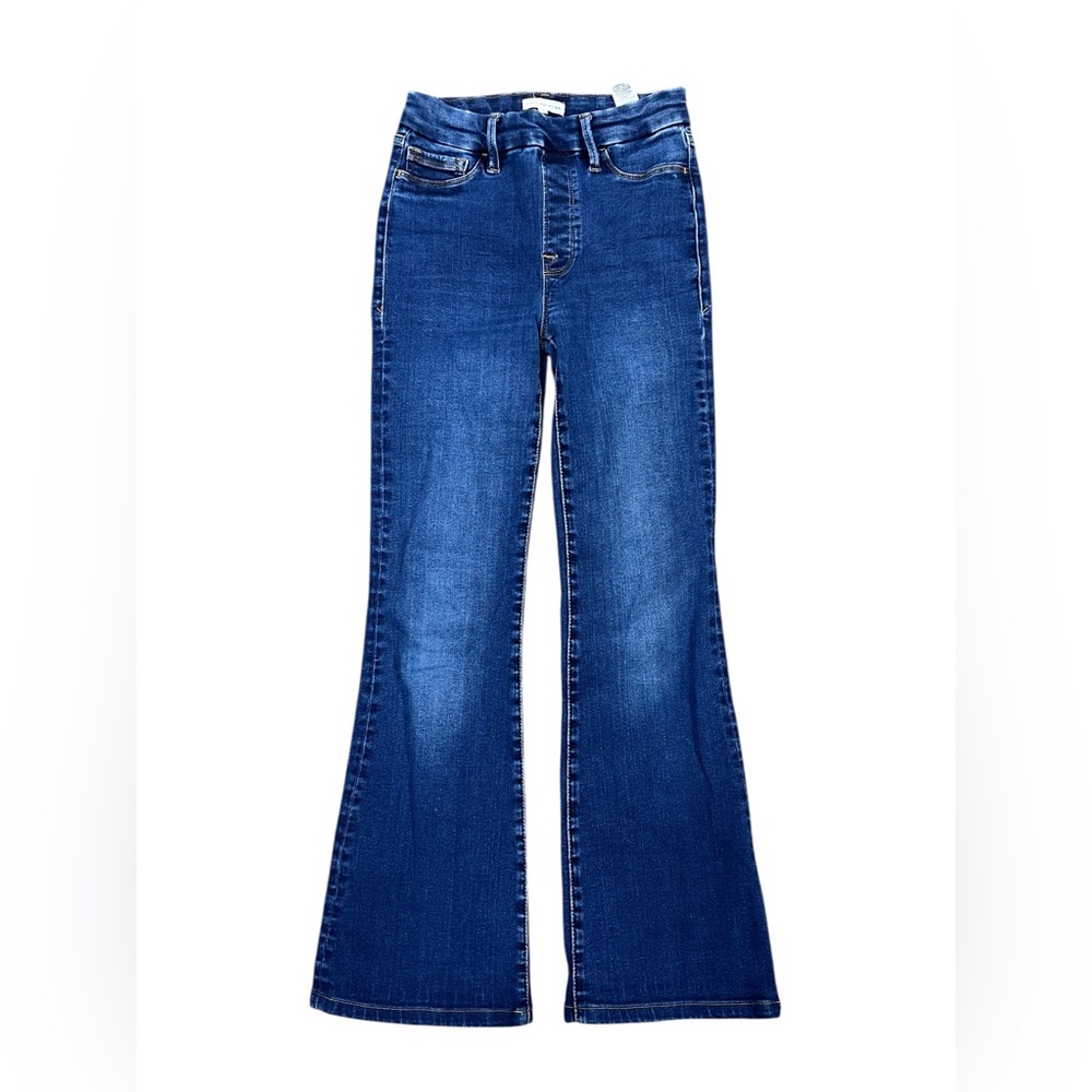 Good American GLF478T Indigo‎ Blue Good Legs Flare Jeans Size 1 Stretch Denim